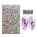 3D Christmas nail stickers F712 featuring white gold reindeer and snowflake designs - Christmas Snowflake Pattern Style (F712)