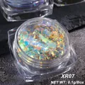 Iridescent aurora opal nail flakes in style XR07 with shimmering gold and green reflections - Gold Yellow Iridescent Style (XR07)