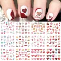 Nail art sticker set with 12 sheets featuring hearts, flowers, and lovely patterns - BN1993-2004 Style / Individual Sheets
