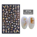 3D Christmas nail stickers F716 with gold and white laser snowflakes for nail art - 几何线条雪花款式(F716)