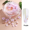 Purple resin sun flower nail charms with rose gold beads and pearls set - Purple