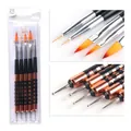 Set di 5 pennelli per nail art a doppia punta con strumenti per puntini e stelle - Stile Liner Intagliato R25 / Set da 5 / Oro rosa
