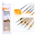 Set di 5 pennelli per nail art a doppia punta con manici bianchi e punte varie - Stile Pittura Fototerapia R35 / Set da 5 / Oro