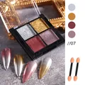Solide 4-kleuren laser nagel spiegelpoeder palet nr. 07 met applicators - Vierkleurencombinatie 07