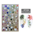 3D Kerstnagelstickers met witte en gouden patronen van rendieren en sneeuwvlokken - Kerst Sneeuwvlok Patroon Stijl (F719)