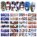 Detailed Christmas nail water transfer stickers featuring Santa, snowmen and reindeer - Santa and Snow House Style (A1141-1152)