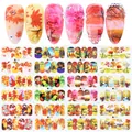 Autumn themed nail stickers featuring maple leaves and forest scenery in 12 distinct styles - Autumn Scenery Natural Landscapes (A1201-1212)