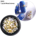 Set de decoración de uñas con lunas, estrellas doradas, perlas y piedras brillantes - Decoración Navidad SD-03 Mezcla En Caja
