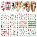 Detailed Christmas nail art stickers featuring Santa, reindeer, and snowflakes patterns - Bronzing Christmas Elements Style (A1165-1176)