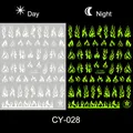 Glow in the dark flame nail stickers CY-028 showing day white and night green effects - Flame Pattern (CY-028)