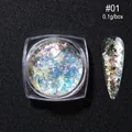 Iridescent aurora nail glitter sequins #01 in 0.1g box for manicure nail art designs - Iridescent Aurora Blue Green (OB01)