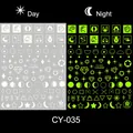 Luminous nail stickers with zodiac and moon patterns showing day and night glow effect - Zodiac Geometry (CY-035)