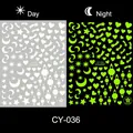 Luminous glow-in-the-dark nail stickers featuring stars, moon, and heart shapes - Star Moon Planet (CY-036)