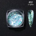 Irregular aurora nail glitter flakes in shade #02 with blue-green laser sparkle - Ice Blue Iridescent Style (OB02)