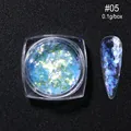 Iridescent aurora nail glitter #05 in blue-green opal flakes with 0.1g container - Blue Green Interwoven Style (OB05)