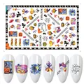 Halloween nail stickers F685 with pumpkins ghosts and witches for festive manicure - Halloween Magic Series (F685)
