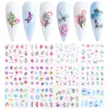 Waterproof nail art stickers set featuring realistic floral and leaf patterns for manicure - Fresh Floral Butterfly Series (BN1753-1764)