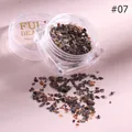 Glitter nail flakes in amber and dark brown marble effect #07 in a clear jar - Amber Dark Brown (#07)