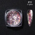 Iridescent aurora nail glitter flakes color #10 in clear 0.1g jar for manicure - Colorful Aurora Effect Style (OB10)