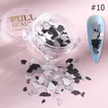Irregular nail art flakes in black white and grey with blue pearl manicure style - Black White Gray Mix (#10)