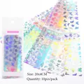 Feuilles de transfert d'ongles holographiques avec papillons et fleurs, pack de 10 - Style Floral Papillon (HD21)