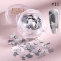 Irregular grey and white nail art glitter flakes in clear jar for manicure #11 - Gray White Black Mix (#11)