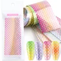 Feuilles transfert nail art laser aux écailles de sirène et dégradé coloré brillant - Style Dégradé d'Écailles de Sirène (9114)