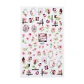 Adesivi per unghie con fiori rosa e bordi geometrici neri, modello F851 - Stile Geometrico Fiore Rosa(F851)