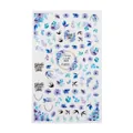 Floral nail art stickers with blue purple flowers and swallows pattern F850 - Blue Purple Floral Swallow Style(F850)