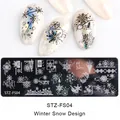 Winter snowflake nail art stamping plate STZ-FS04 with geometric patterns and let it snow design - Steel Plate Stz-fs04