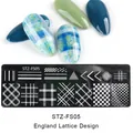 Piastra per stamping unghie STZ-FS05 con design a quadri inglesi e motivi geometrici - Design a Traliccio Inghilterra (STZ-FS05)