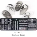 Piastra per nail art STZ-FS11 con motivi a pizzo, fiocchi e rose per decorazioni unghie - Design Pizzo con Fiocco (STZ-FS11)