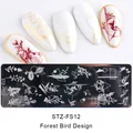 Piastra per stamping unghie STZ-FS12 con disegni di uccelli della foresta e linee - Design Uccelli della Foresta (STZ-FS12)