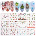 Detail view of 12-piece Christmas nail art stickers set with snowman and tree patterns - Reindeer and Snowflake Style (A1153-1164)