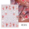 Detail of 5D embossed heart and love tree nail art stickers with textured 3D relief finish - Heart Hot Air Balloon (SW-5D76)