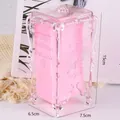 Porta dischetti di cotone ABS rosa con farfalla e dimensioni 15x6,5x7,5cm per manicure - Porta Cotone Farfalla (G55) / Rosa Trasparente