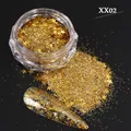 Macro detail van gouden ster lovertjes en fijne glitters voor nail art decoratie - Gouden Gemengde Ster Poeder (XXN-02)