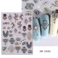 Macro view of 5D embossed nail stickers with gold and silver mandala floral patterns - Gold Vintage Totem (SW-5D86)
