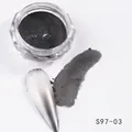 Metallic dark gray nail mirror powder with glossy gradient effect on fake nails - Gray Black Metallic (S97-03)