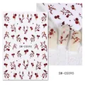 Detail of SW-CS090 nail stickers featuring red berries and brown leafy plant patterns - Autumn Red Berry (SW-CS090)