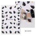 Detail of cartoon cat and tropical leaf nail stickers with SW-CS092 model effect - Cartoon Cat Leaves (SW-CS092)
