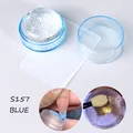 Blue French nail art stamper kit with transparent silicone head and plastic scraper - S157 / Blue