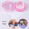 Macro detail of pink glitter silicone nail stamper with XY-205 plate for DIY manicures - S157 / Pink
