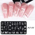 Detailed nail stamping plate with geometric and floral patterns for French manicures - Geometric Floral English Quote Style (MJ-06)