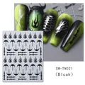 Vista de detalles de pegatinas 3D para uñas con motivos de llamas negras y serpientes - SW-TN021 / Negro