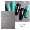 Pegatinas 3D doradas metálicas para uñas con motivos de serpiente y cadena, SWT022 - SW-TN022 / Dorado