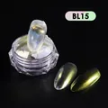 Makro-Detail von BL15 Aurora-Nagelpulver mit neonfarbenem irisierendem Chrome-Effekt - Gold Gelb Limette Perlmutt Stil (BL-15)
