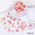 Pink and white dried flower petals in a clear glass jar for nail art and DIY crafts - Bottled Petal Dried Flowers (S368-01)