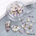 Purple and white dried nail art flowers in a jar for DIY manicure decoration S368-04 - Bottled Petal Dried Flowers (S368-04)
