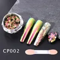 Macro detail of iridescent aurora chameleon nail glitter flakes with applicator brush - Chameleon Glitter CP002 (With Brush)